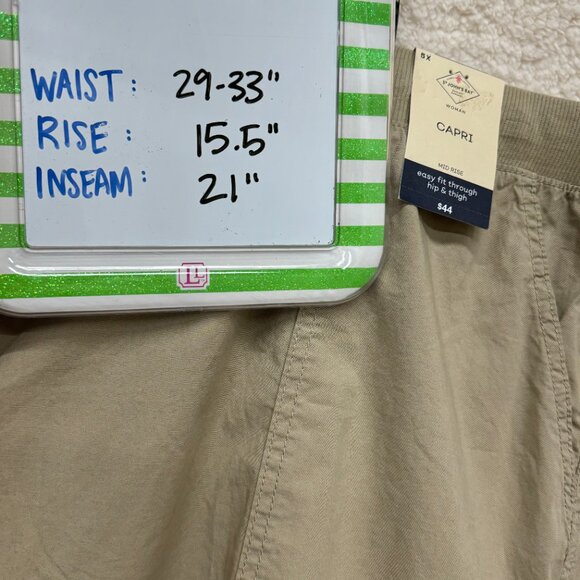 929. 5X - ST. JOHN'S BAY - Pull On Khaki Cargo Capri Pants Cotton NEW - Picture 9 of 9